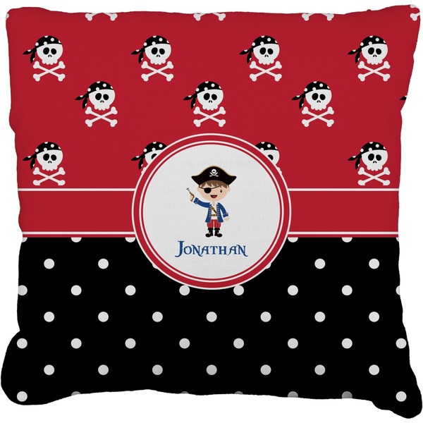 Custom Pirate & Dots Faux-Linen Throw Pillow 20" (Personalized)
