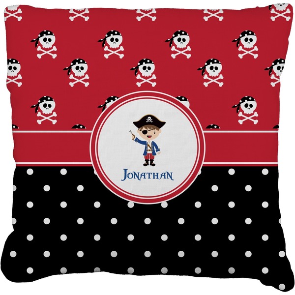 Custom Pirate & Dots Faux-Linen Throw Pillow 26" (Personalized)