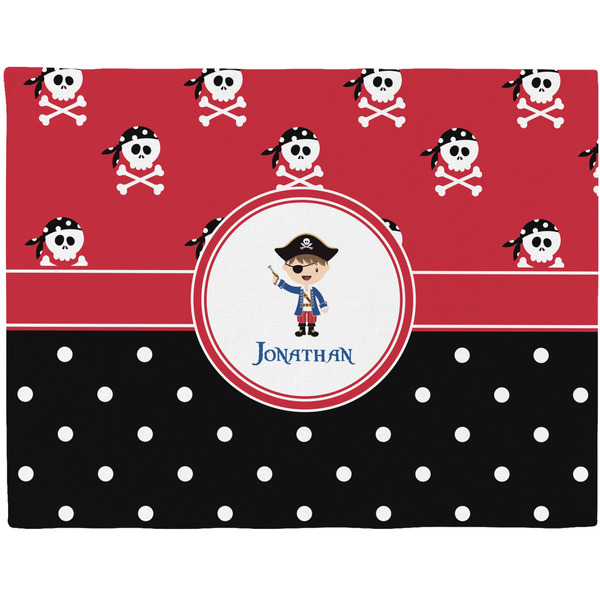 Custom Pirate & Dots Woven Fabric Placemat - Twill w/ Name or Text
