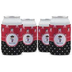 Pirate & Dots Can Cooler (12 oz) - Set of 4 w/ Name or Text