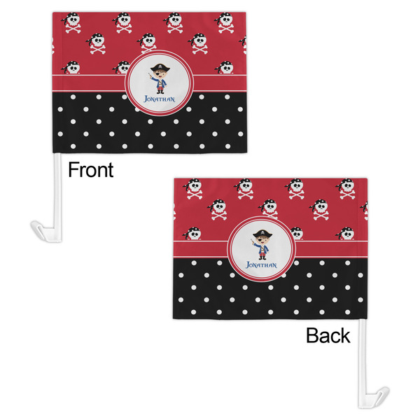 Pirate & Dots Car Flag - 11" x 8" - Front & Back View