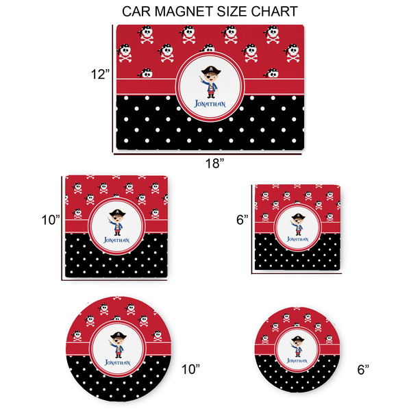 Pirate & Dots Car Magnets - SIZE CHART