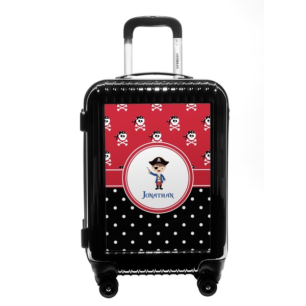 Custom Pirate & Dots Carry On Hard Shell Suitcase (Personalized)