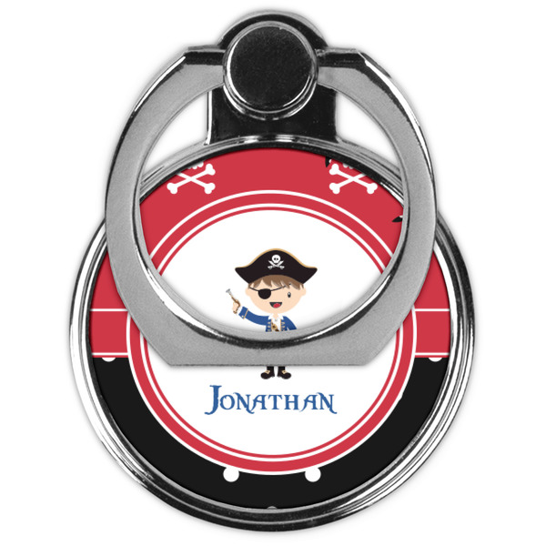 Pirate & Dots Cell Phone Ring Stand & Holder - Front (Collapsed)