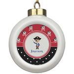 Pirate & Dots Ceramic Ball Ornament (Personalized)