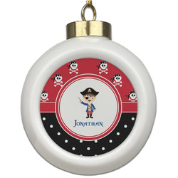 Pirate & Dots Ceramic Ball Ornament (Personalized)