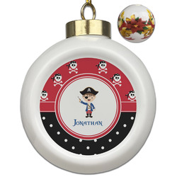 Pirate & Dots Ceramic Ball Ornaments - Poinsettia Garland (Personalized)
