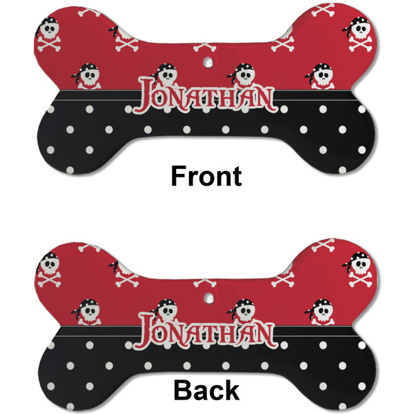 Pirate & Dots Ceramic Flat Ornament - Bone Front & Back (APPROVAL)