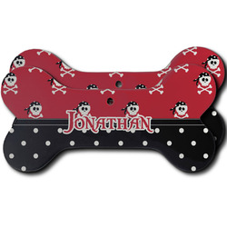 Pirate & Dots Ceramic Dog Ornament - Front & Back w/ Name or Text