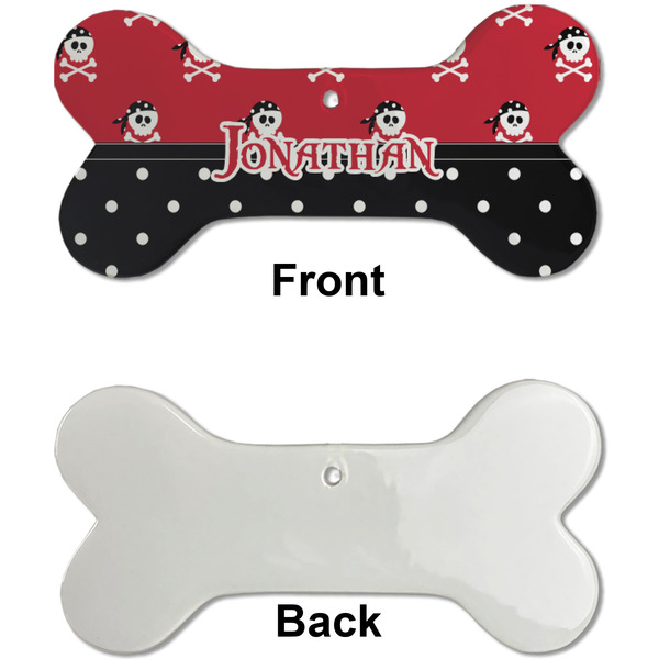 Pirate & Dots Ceramic Flat Ornament - Bone Front & Back Single Print (APPROVAL)