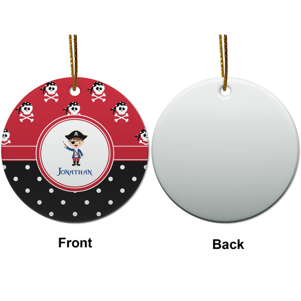 Pirate & Dots Ceramic Flat Ornament - Circle Front & Back (APPROVAL)