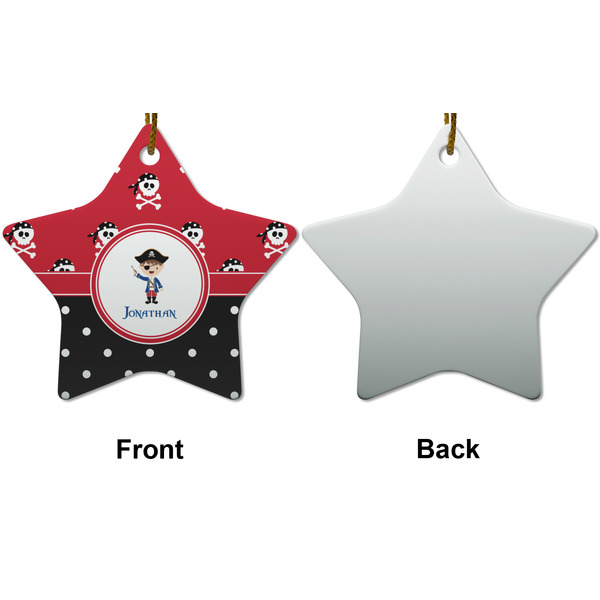 Pirate & Dots Ceramic Flat Ornament - Star Front & Back (APPROVAL)