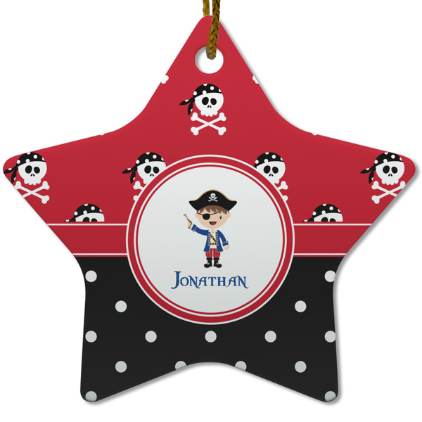 Pirate & Dots Ceramic Flat Ornament - Star (Front)
