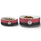Pirate & Dots Ceramic Dog Bowls - Size Comparison