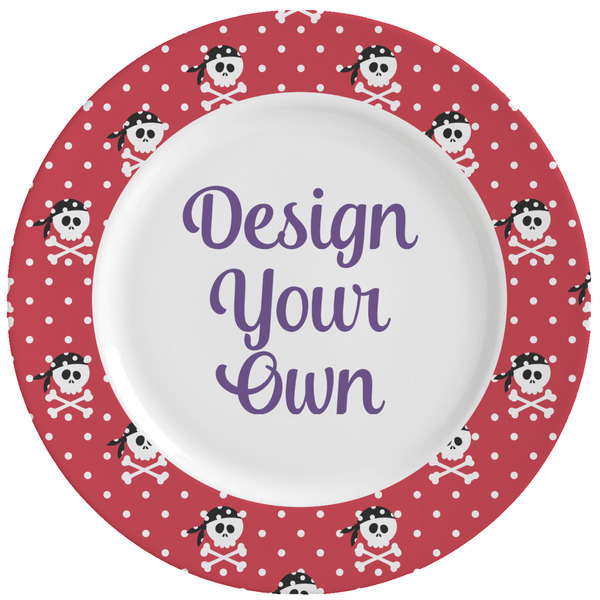 Custom Pirate & Dots Ceramic Dinner Plates (Set of 4) (Personalized)