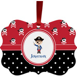 Pirate & Dots Metal Frame Ornament - Double Sided w/ Name or Text