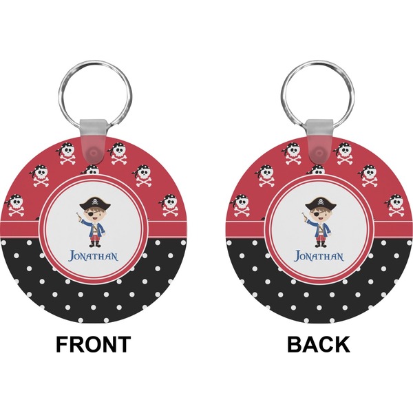 Pirate & Dots Circle Keychain (Front + Back)