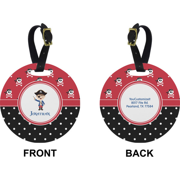 Pirate & Dots Circle Luggage Tag (Front + Back)