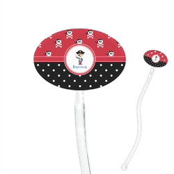 Pirate & Dots 7" Oval Plastic Stir Sticks - Clear (Personalized)