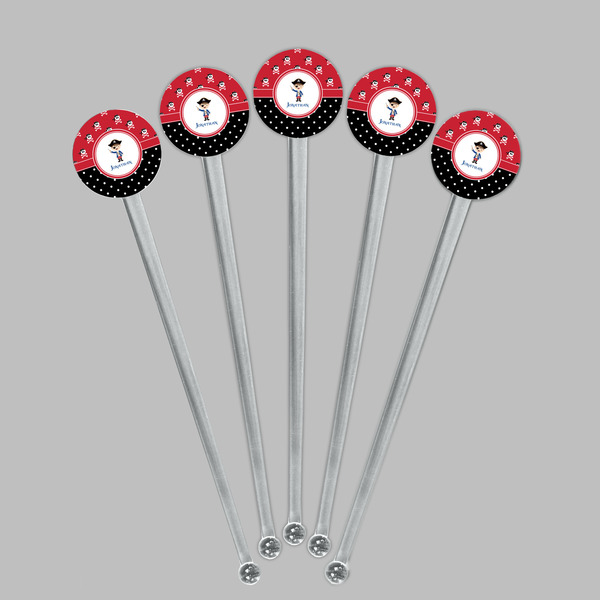 Pirate & Dots Clear Plastic 7" Stir Stick - Round - Fan View