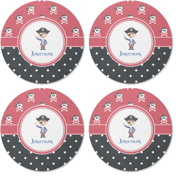 Pirate & Dots Coaster Round Rubber Back - Apvl