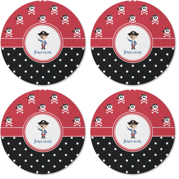Pirate & Dots Coaster Round Rubber Back - Apvl