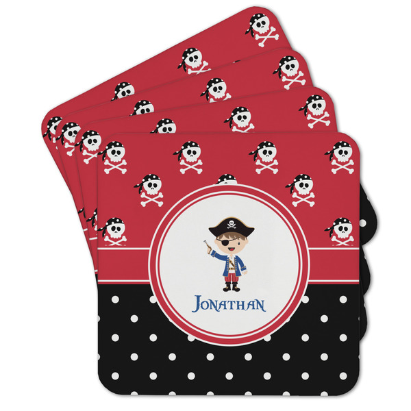 Custom Pirate & Dots Cork Coaster - Set of 4 w/ Name or Text