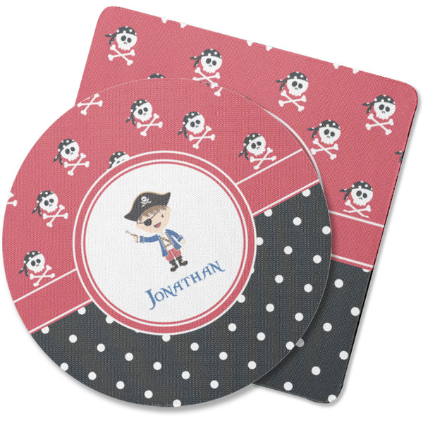 Custom Pirate & Dots Rubber Backed Coaster (Personalized)