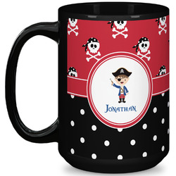 Pirate & Dots 15 Oz Coffee Mug - Black (Personalized)