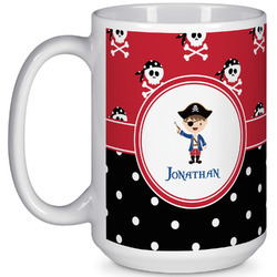 Pirate & Dots 15 Oz Coffee Mug - White (Personalized)