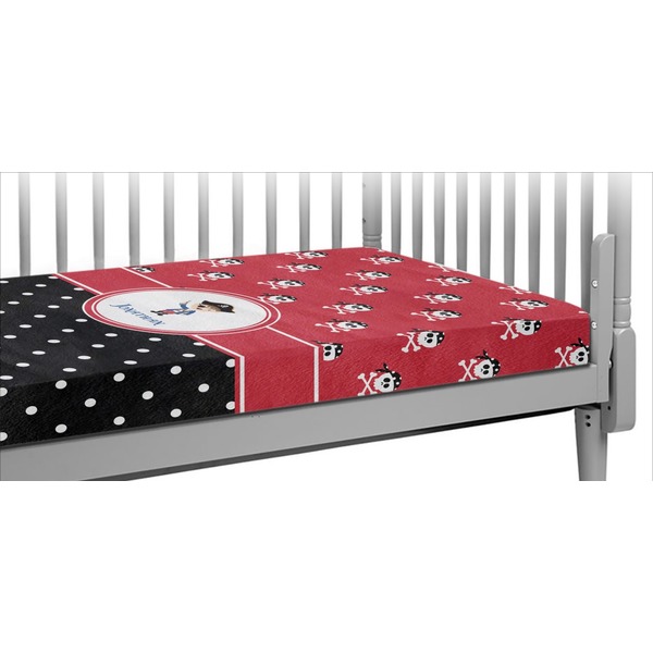 Custom Pirate & Dots Crib Fitted Sheet (Personalized)