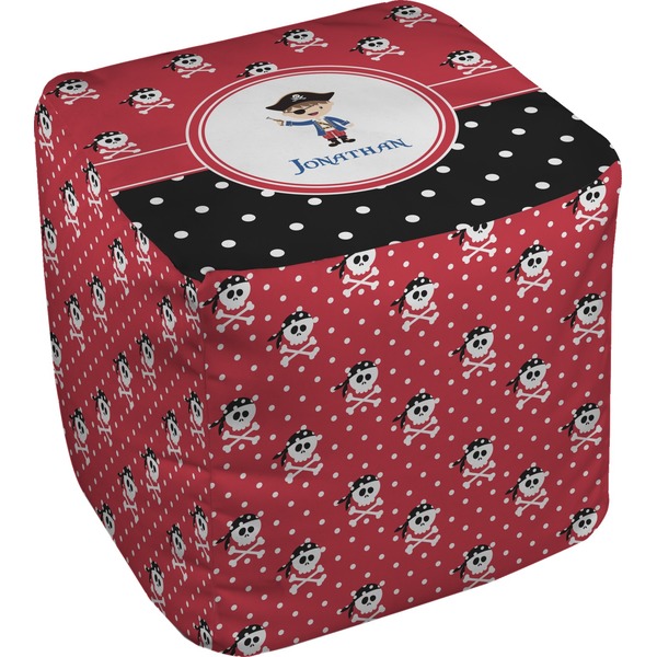 Custom Pirate & Dots Cube Pouf Ottoman (Personalized)