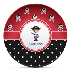 Pirate & Dots Microwave Safe Plastic Plate - Composite Polymer (Personalized)