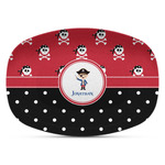 Pirate & Dots Plastic Platter - Microwave & Oven Safe Composite Polymer (Personalized)