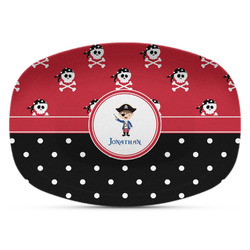 Pirate & Dots Plastic Platter - Microwave & Oven Safe Composite Polymer (Personalized)