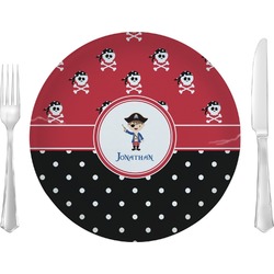 Pirate & Dots Glass Lunch / Dinner Plate 10" (Personalized)