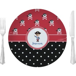 Pirate & Dots 10" Glass Lunch / Dinner Plates - Single or Set (Personalized)
