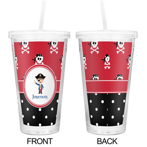 Pirate & Dots Double Wall Tumbler with Straw - Approval