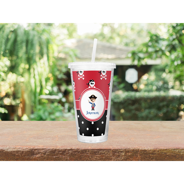 Pirate & Dots Double Wall Tumbler with Straw Lifestyle