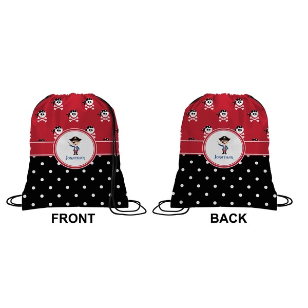 Pirate & Dots Drawstring Backpack Front & Back Small