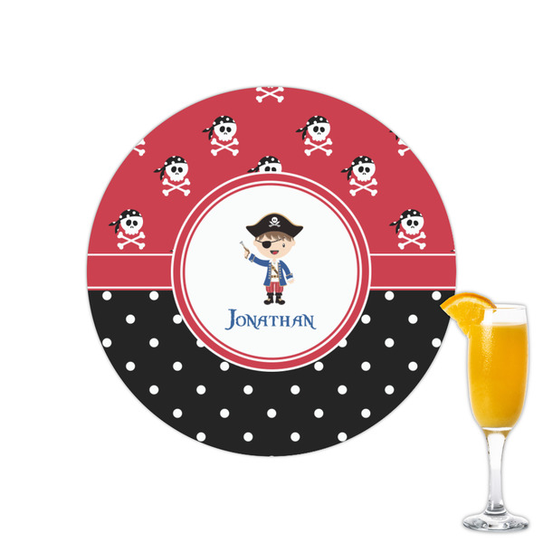 Custom Pirate & Dots Printed Drink Topper - 2.15" (Personalized)