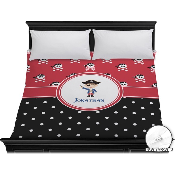 Custom Pirate & Dots Duvet Cover - King (Personalized)