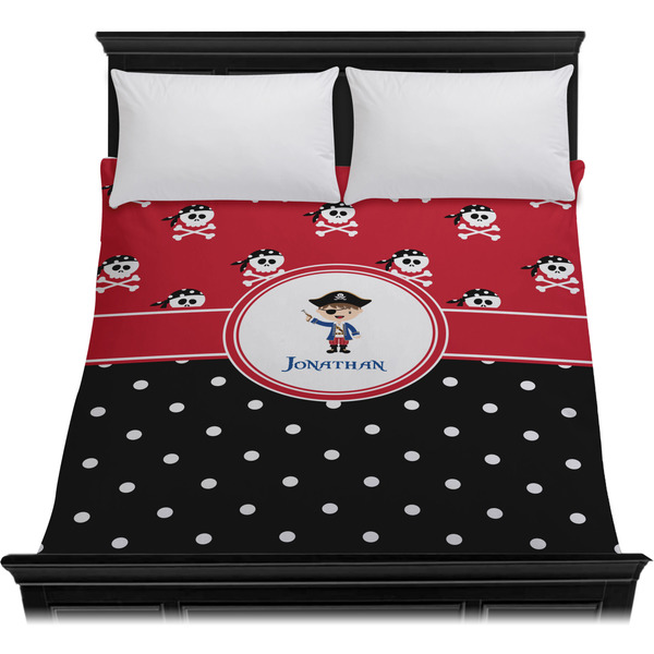 Pirate & Dots Duvet Cover - Queen - On Bed - No Prop