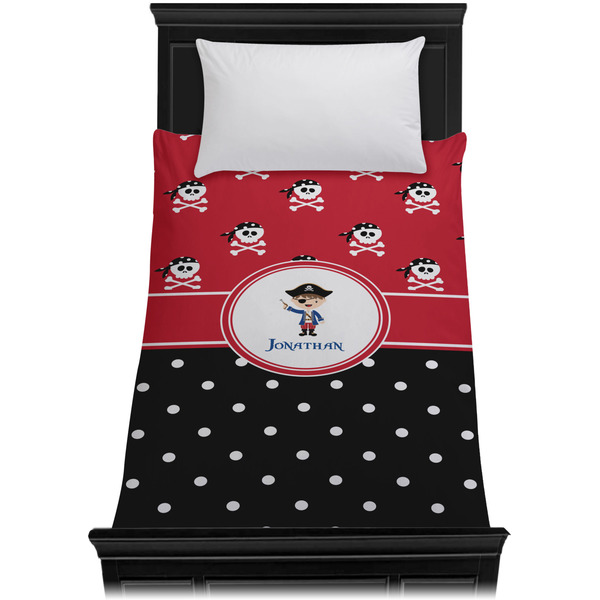Pirate & Dots Duvet Cover - Twin - On Bed - No Prop