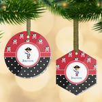 Pirate & Dots Flat Glass Ornament w/ Name or Text