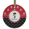 Pirate & Dots Flat Glass Ornament - Round w/ Name or Text