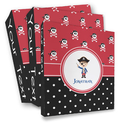 Pirate & Dots 3 Ring Binder - Full Wrap (Personalized)