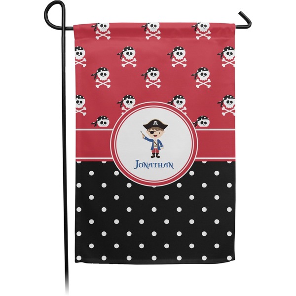 Custom Pirate & Dots Small Garden Flag - Double Sided w/ Name or Text
