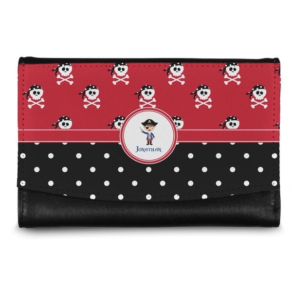 Custom Pirate & Dots Genuine Leather Women's Wallet - Small (Personalized)