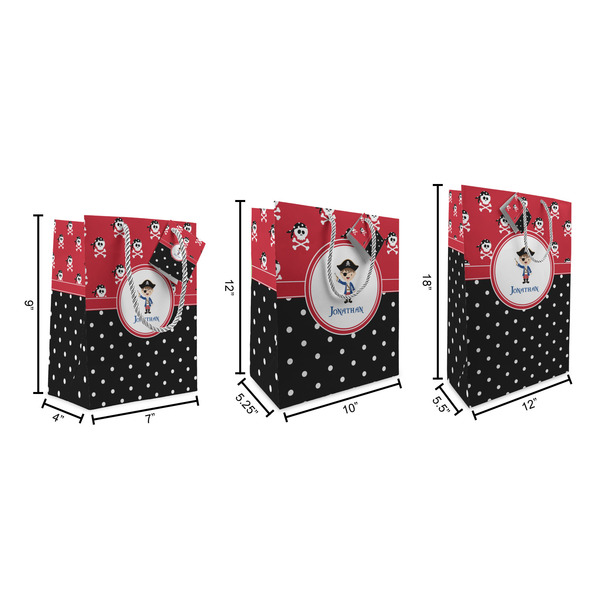 Pirate & Dots Gift Bags - All Sizes - Dimensions